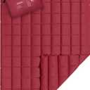 KingCamp Ultralight Camping Blanket, Packable Down Alternative Puffy Wearable Blankets Weatherproof Warm Package Quilt with Snap Buttons for Outdoor Hiking Travel, Picnic Stadium, (69" x 53" Crimson)
