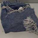 Women's Stretch Ripped Denim Shorts Mid Waist Casual Frayed Raw Hem Distressed Jean Shorts Jean color With Rhinestones hanging from pocket, Size 2XL