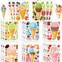 24 Sheets 8.3''5.9'' Make Your Own Ice Cream Stickers for Toddlers Kids Party Favors, Make a Face Stickers for Kids Activities Supplies Crafts