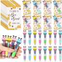 Sayglossy 24 Sets Bee Party Favor Pens Gifs Bulk, 4-in-1 Multicolor Ballpoint Pen with Positive Cards for Teacher Coworker Employee Appreciation Gifts