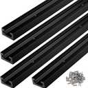 T Tracks for Woodworking,4Pcs Aluminum 48 inch Double Cut Profile Universal with Predrilled Mounting Holes and 48 Pcs Screws Black