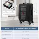 LOVEVOOK Business Softside Checked Luggage with 15.6/17.3 Inch Laptop Compartment, 24 Inch Checked Suitcase with Spinner Wheels Large Capacity Luggage with TSA Lock for Business Trip Travel Grey&Black, 24 Inch - Checked-Medium