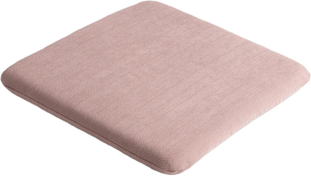 Memory Foam Chair Cushion Ultra Soft Thick Chenille Seat Pad with Slow Rebound Latex Core Washable Chair Cushion with Zipper for Office/Dining/Car Chair (Pink, 18x18 in)