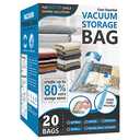 Cozy Essential Vacuum Storage Bags, Compression Space Saver Bags for Clothes, Comforters, Blankets, Pillow, Bedding, Sealer Clothing Storage,20 Combo