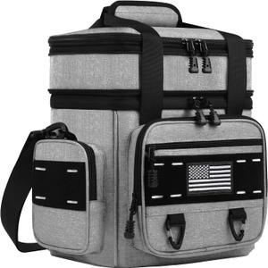 TENKIST Expandable Tactical Lunch Box, Large Insulated Lunch Cooler Bag Heavy Duty Leakproof Lunch Pail for Men Adults Work Office Outdoor Picnic Trips,16L,Grey