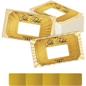PLIGREAT 240 Pcs Gold Ticket Scratch Off Cards Stickers, Blank Gift Certificates 3.7" x 2.1" Scratch Off Tickets DIY Coupon Cards for Small Business, Holiday, Bridal Shower Activity, Party Supply
