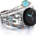 Leather Bands Compatible with Google Pixel Watch 4 3 Band 41mm/ Pixel Watch 2 Band/Pixel Watch Band for Women Men, Boho Watch Bracelets Wrap Genuine Leather Watch Strap for Google Watch Band (Blue Turquoise)