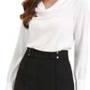 Allegra K Elegant Work Shirts for Women's Cowl Neck Fall Office Satin Blouses Shirt, XS