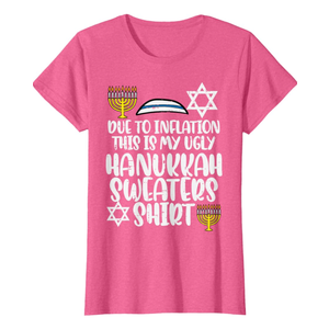 Inflatiion Ugly Hanukkah Sweater Shirt Funny Chanukkah Jew T-Shirt, Women, 3X
