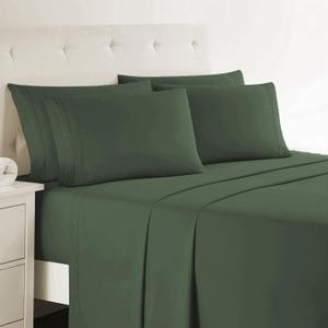 Clara Clark King Sheets - Hotel Luxury 6 Piece Bed Sheets for King Size Bed - Soft Bedding Sheets & Pillowcases, Fits Mattress up to 16 inch deep. King, Olive Green