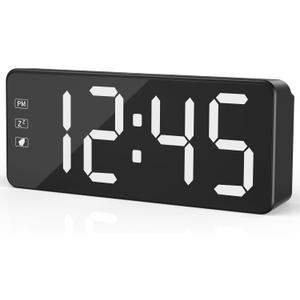 KWANWA Bedside Clock with Oversized Buttons, 2.4'' LED Digits Display, 24H Memory & Battery Save Mode, Ideal for Kitchen/Garage/Hurricane Preparedness (Includes 59" Charging Cable) Black