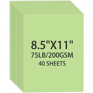 Cardstock 8.5 X 11, 40 Sheets Light Green Card Stock, 75lb/ 200gsm Pale Green Copy and Printer Paper For Art, Drawing, Invitations, DIY Cards, Watercolor, Craft, Construction, School & Office Supplie