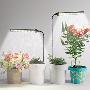 LED Grow Light 2 Pack, 6000K White Full Spectrum 144 LED Gooseneck Growing Lamp for Indoor Plants Growth,4 8 12 18Hrs Timer & Brightness Changeable,Insert Pole Extendable 4-10''