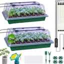 Seed Starter Tray with Grow Light, 2 Pack 80-Cell Seedling Starter Kit with Smart Timer & Humidity Dome, Indoor Plant Germination Kit with 100pcs Nursery Bags & 2-in-1 Sprinkler for Seed Starting
