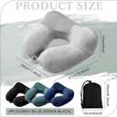 Sintuff 4 Sets Inflatable Travel Pillows for Airplanes with Compact Bag and Blindfold Velvet Inflatable Neck Pillow for Traveling Head Support U Shaped Flight, 12 x 12 x 5.5 Inch