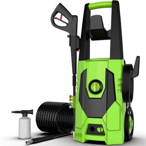 AgiiMan Electric Pressure Washer - 4800PSI Max 3.2 GPM Power Washer with 35FT Power Cord, 20FT Hose, Soap Tank, High Pressure Washer Electric Powerd Car Cleaning for Garden, Patios, Yard, Green