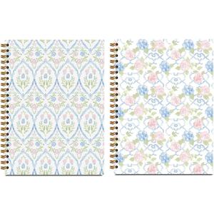 2 x 2 Pcs Floral Spiral Notebook, Cute Coquette Preppy Spiral Notebook for Women Friends Girls, 160 Pages Trendy Hardcover Journaling Notebooks for Business Writing Travel Home Office Aesthetic Notebooks