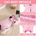 Cat Recovery Suit for Spay Abdominal Wounds, Kitten Onesie Bodysuit for Cats After Surgery, Cat Surgery Recovery Suit Female Cone of Shame Alternative for Cats Anti Licking (Pink,M)