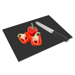 DHARANA Glass Cutting Board,Tempered Glass Cutting Board for Kitchen Counter,Scratch Resistant,Heat Resistant, with Non-Slip Feet, 12x16" (Black), 2 Pcs
