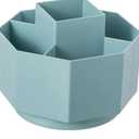 360 Rotary Desktop Holder, 5 Divider Pen Holder, Desk Cosmetics Makeup Stationery Storage Holder Remote Controller Desk Organizer for For Home, Office, Classroom & Art Studio (Blue)