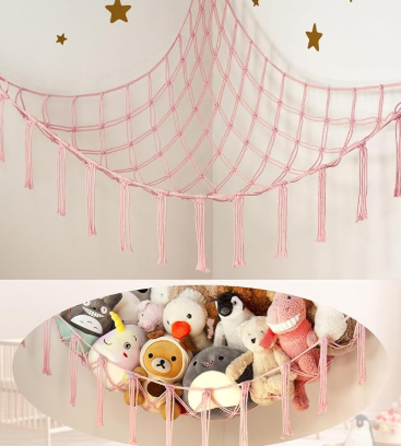 Stuffed Animal Storage Hammock Large Toy Hammock Net for Stuffed Animals Corner - Blue Plush Stitch Stuff Huggy Wuggy Toy Storage Room Decor (Standard(41.5"L x 55.2"W x 41.5"H))