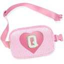 Kids Fanny Pack for Girls, Initial Pink Toddle Belt Crossbody Purse Sling Bag, 4 5 6 7 8 9 10 11 12 13 Year Old Little Girl Birthday Gift Ideas (Q)