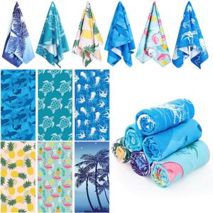 Peryiter 6 Pcs 72 x 36 Inch Oversized Beach Towels Set Quick Dry Pool Towels Absorbent Camping Travel Blankets Set for Women Men Bath Beach(Colorful,Mixed Style)