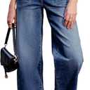 Sidefeel Women's Wide Leg Jeans High Waisted Stretchy Jeans Straight Leg Loose Fit Zimbaplatinum Ankle Denim Pants (14, Bluing)