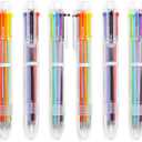 Hutou 12 Pack 0.5mm 6-in-1 Multicolor Ballpoint Pen 6 Colors Retractable Ballpoint Pens (12 Pack)
