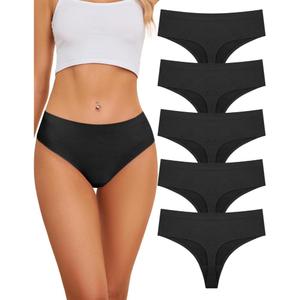 voenxe Seamless Thongs for Women No Show Thong Underwear Women 5-10 Pack (5 pack black, Small)