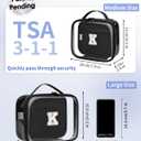 Wandering Nature Clear Makeup Bags 2 Pack Personalized Initial Makeup Pouch Preppy Small Cosmetic Pouch Organizer Travel Toiletry Bag, Birthday Gifts for Girlfriend Women (Black)