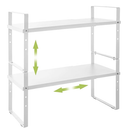 AcrossStar Expandable Cabinet Shelf Organizer Rack, Stackable Kitchen Counter Storage Shelves Stand, Adjustable Height Pantry Shelf Spice Rack (White, 2 Pack)