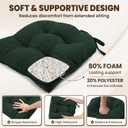downluxe Indoor Chair Cushions for Dining Chairs, Tufted Overstuffed Textured Kitchen Chair Pads with Ties and Non-Slip Backing, 15.5" x 15.5" x 4", Dark Green, 4 Pack