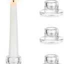 Hewory Glass Taper Candle Holders: 4 PCS Candlestick Holders Clear Short Tapered Candle Holder Set - Candle Stick Holder Decor for Table Centerpiece Wedding Party Advent Christmas Home Decorations