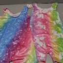 Nymphperi 2 Packs Gymnastics Leotard for Girls Sparkle Biketards with Shorts Kids Sleeveless Unitard One-Piece Dancewear, Size 105
