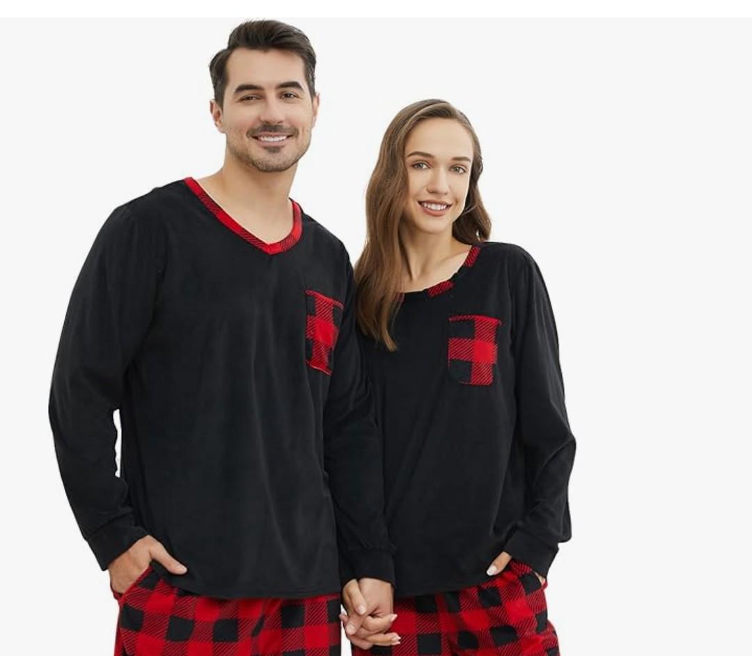 PJGGZ Matching Pajamas for Couples, Mens and Womens Buffalo Plaid Pajamas Set Long Sleeve Pjs Soft Warm Small 