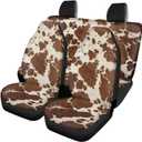 4 Piece Car Seat Covers for Front and Rear Retro Brown Cow Pattern Automotive Seat Covers Seat Protector Vehicle Interior Decoration Universal Fit Car Van Truck Sedan