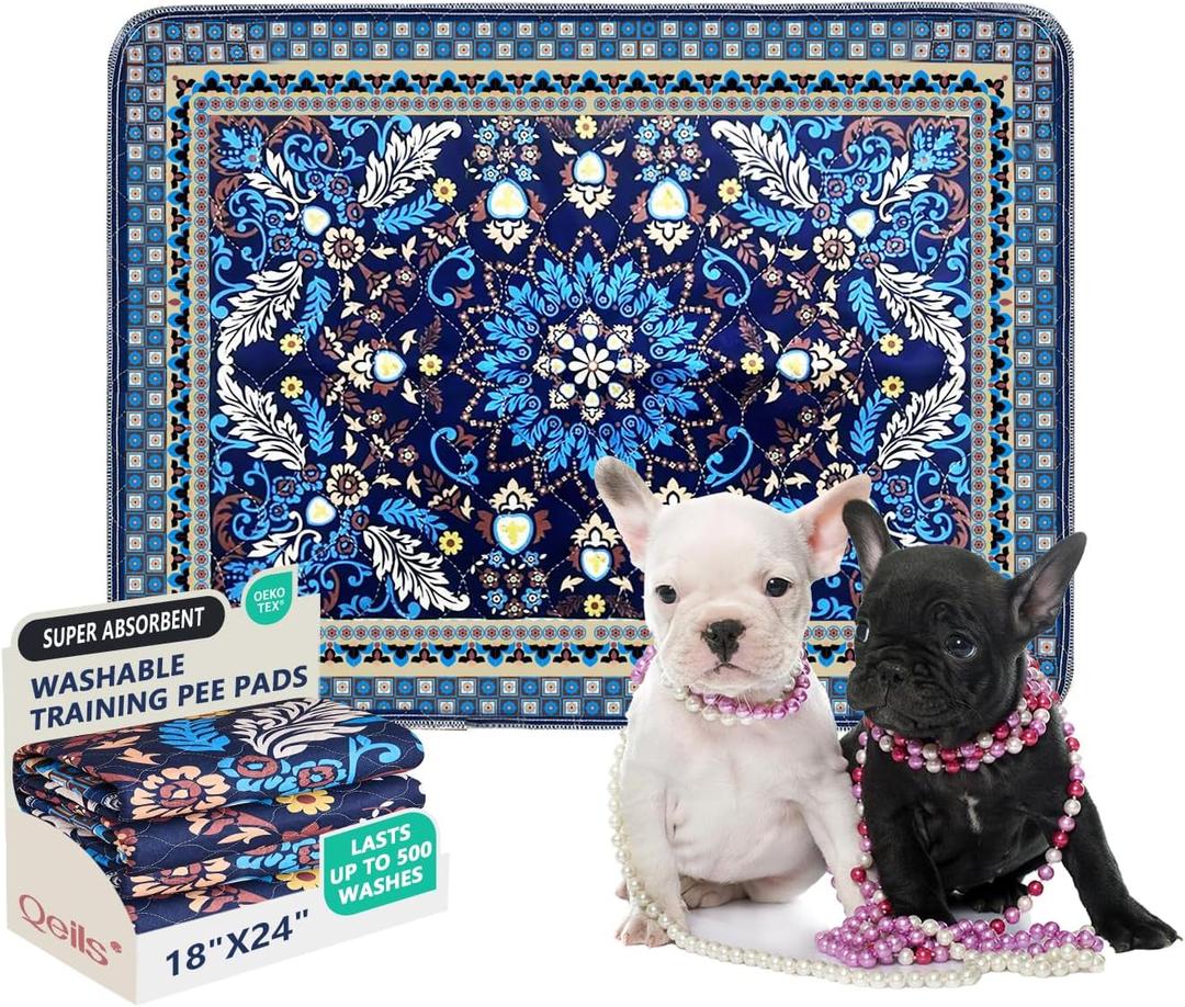 Qeils Reusable Puppy Pads, Washable Pee Pads Super Absorbent Dog Training Pads, Non-Slip Leakproof Wee Wee Pads for Crate, Floor, Potty Pads Feeding Mat Dog Pee 2 Pack 18"x24" Qeils Reusable Puppy Pads, Washable Pee Pads Super Absorbent Dog Training Pads, Non-Slip Leakproof Wee Wee Pads for Crate, Floor, Potty Pads Feeding Mat Dog Pee 2 Pack 18"x24"
