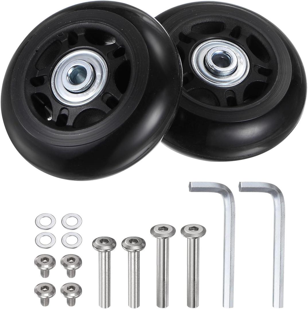 Uxcell Replacement Luggage Wheels 68x24mm Suitcase Wheel Repair Kits Include 2 PU Bearing Wheels & Washers, Wrenches & Axle Screw for Trolley Bag, Inline Skate and Caster Board