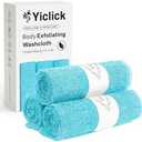 Yiclick Exfoliating Washcloth Towel- Exfoliating Body Scrubber Exfoliator, Back Scrubber for Shower Bath, Exfoliate Rags Wash Cloths, Loofah Lufa Sponge, Body Scrub & Exfoliation Women Men (Blue)
