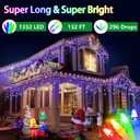 132FT 1332 LED Outdoor Christmas Lights - 296 Ice Drops, 12 Pro Modes with Timer Memory & Brightness, Waterproof Hanging Ice String Light for Holiday Wedding Garden Fence House Decor (Multicolor)