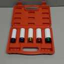 1/2" Drive 5pc Impact Lug Nut Socket Set, Metric 15-17-19-21-22 mm, Thin Wall with Colored Covers, Wheel Lug Nuts Socket with Protective Sleeve and Insert Prevent Damage to Rims (Red