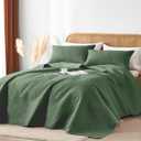 OARAGE King Quilt Bedding Set Lightweight Soft Olive Green Bedspread Coverlet with Leaf Pattern,Ultrasonic Microfiber Bed Cover Set for All Season 3 Pieces (1 Quilt, 2 Shams)
