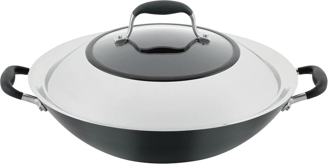 Anolon Advanced Home Hard-Anodized Nonstick Open Stock Cookware- Woks (14-Inch Covered Wok, Onyx)