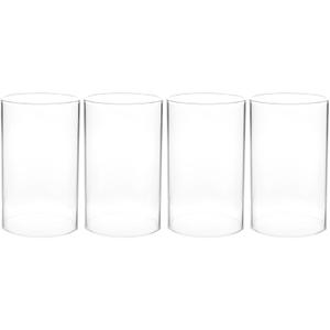 Ciieeo 4Pcs Open Ended Hurricane Bottomless Cylindrical Glass Clear Glass Candle Lampshade for Scented Wax