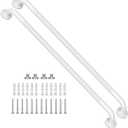 2 Pack 36 Inch White Shower Grab Bars w/Anti-Slip knurled Grip, iMomwee Stainless Steel Wall Mount Bathroom Safety Balance Handrail, Handicap Elderly Senior Assist Textured Grab Bar Handle