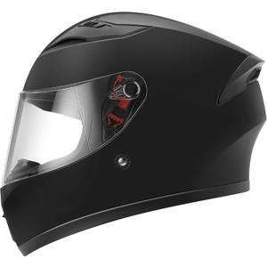 YEMA Motorcycle Street Bike Full Face DOT Helmet YM-832 with Removable Neck Scarf for Men and Women (Small, Matte Black)
