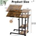 Hadulcet Adjustable C Table with Charging Station, Tiltable Desk C Shaped End Table for Couch, Over Bed Table with Wheels Adjustable Height, Hospital Table Laptop Stand Drawing Desk, Rustic Brown, 15.8 inches x 31.5 inches x 33.5 inches