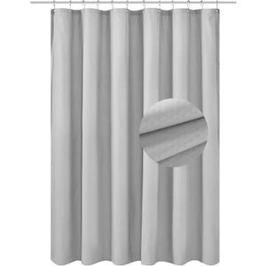 Barossa Design Soft Microfiber Fabric Shower Liner or Curtain, Hotel Quality, Machine Washable, Water Repellent, Silver Grey, 70 x 72 inches