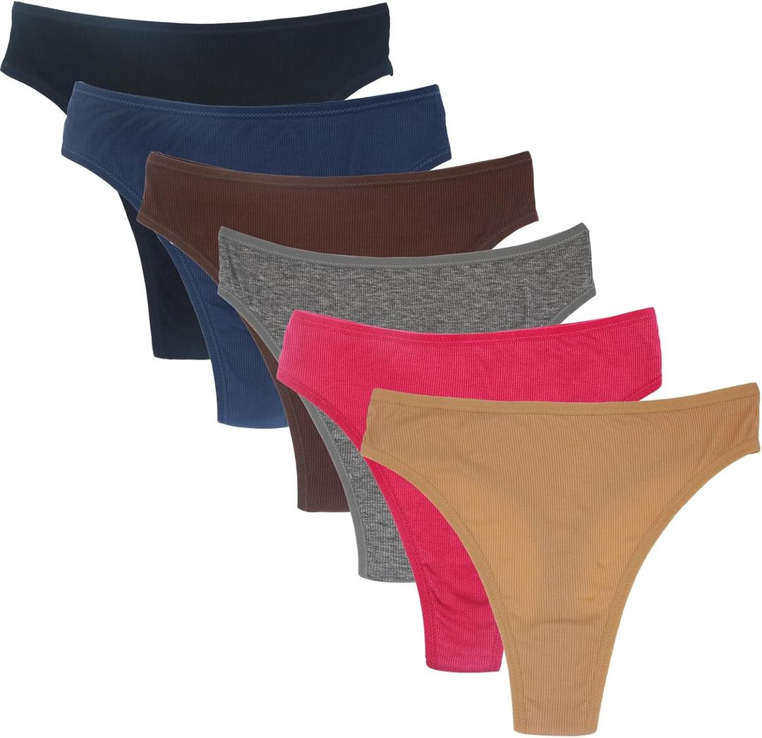 High Waisted Cotton Thongs Underwear For Women Breathable Sport Athletics Panties High Rise Plus Size Multipack (XXL)